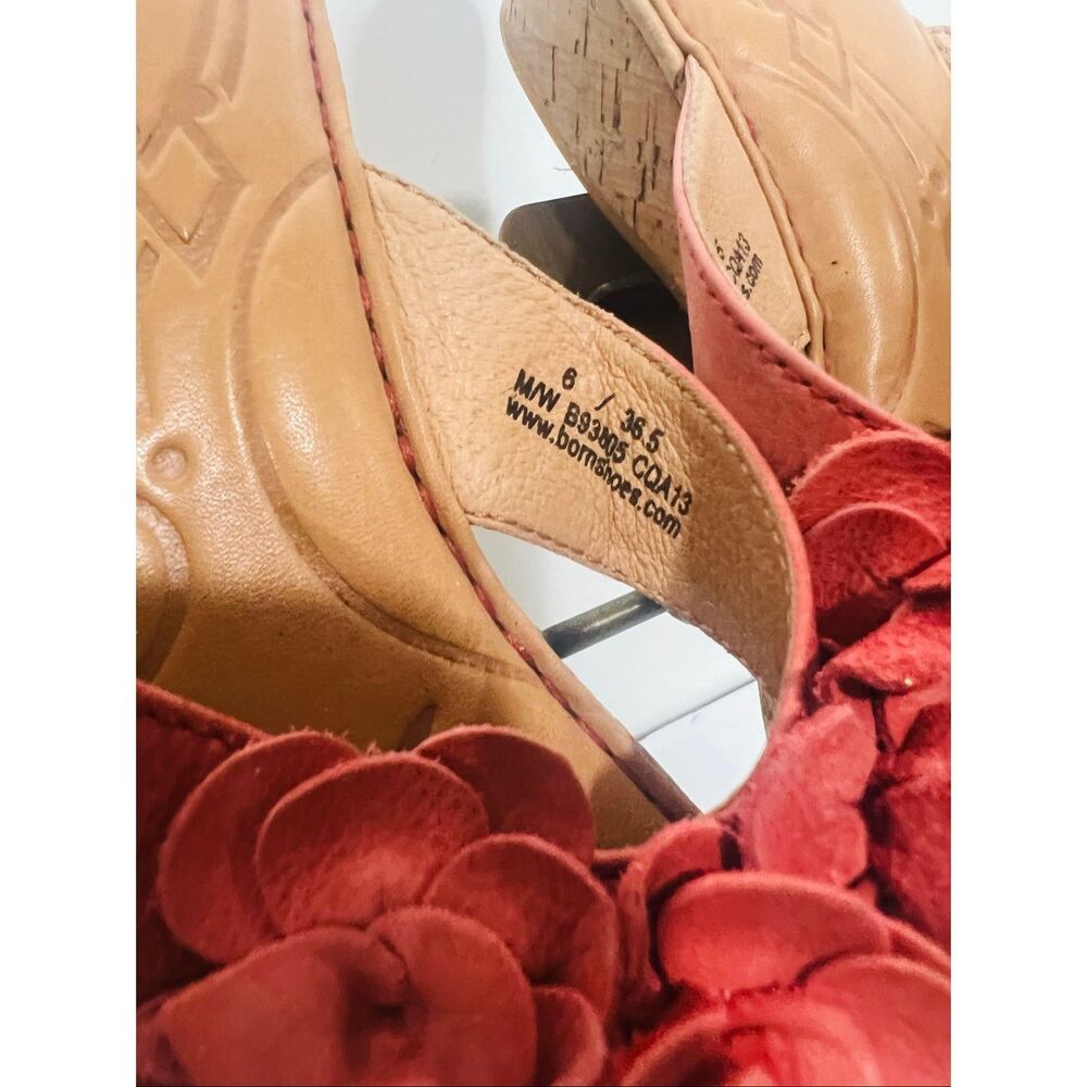 Born Kornelia Coral Leather Flower Sandals Sz 6 - Picture 5 of 8